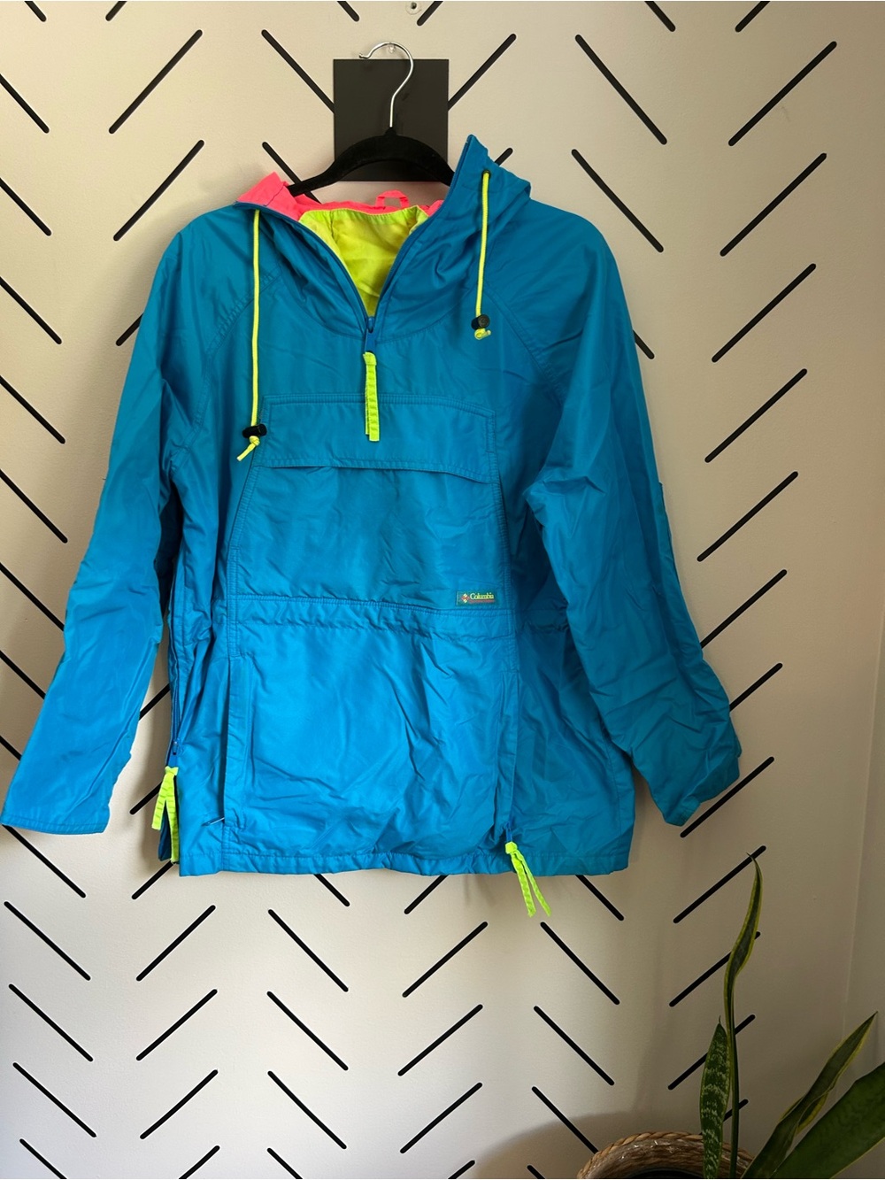 vintage Columbia anorak bright turquoise nylon shell jacket ski jacket